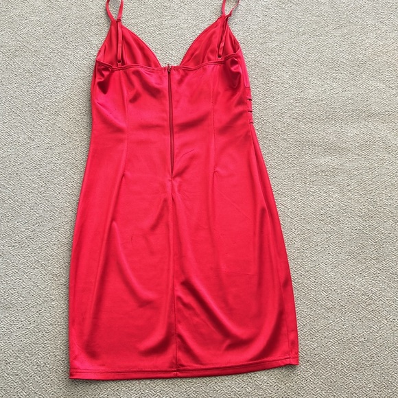 Windsor- Red Satin Spaghetti Strap Dress - Picture 2 of 6